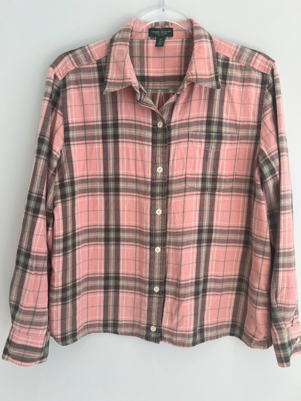 Lauren Ralph Lauren Jeans Co. Pink Plaid Button-Down 100% Cotton FlFlannel Shirt